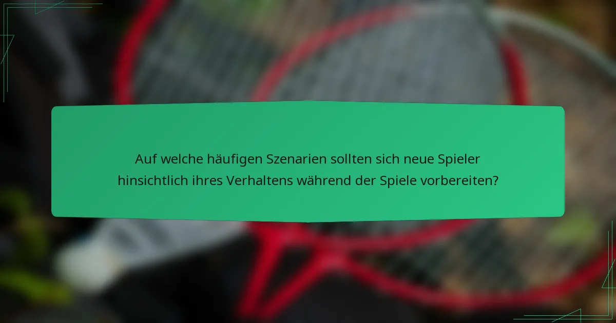 Auf welche häufigen Szenarien sollten sich neue Spieler hinsichtlich ihres Verhaltens während der Spiele vorbereiten?