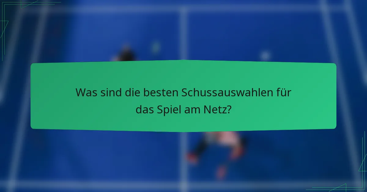 Was sind die besten Schussauswahlen für das Spiel am Netz?