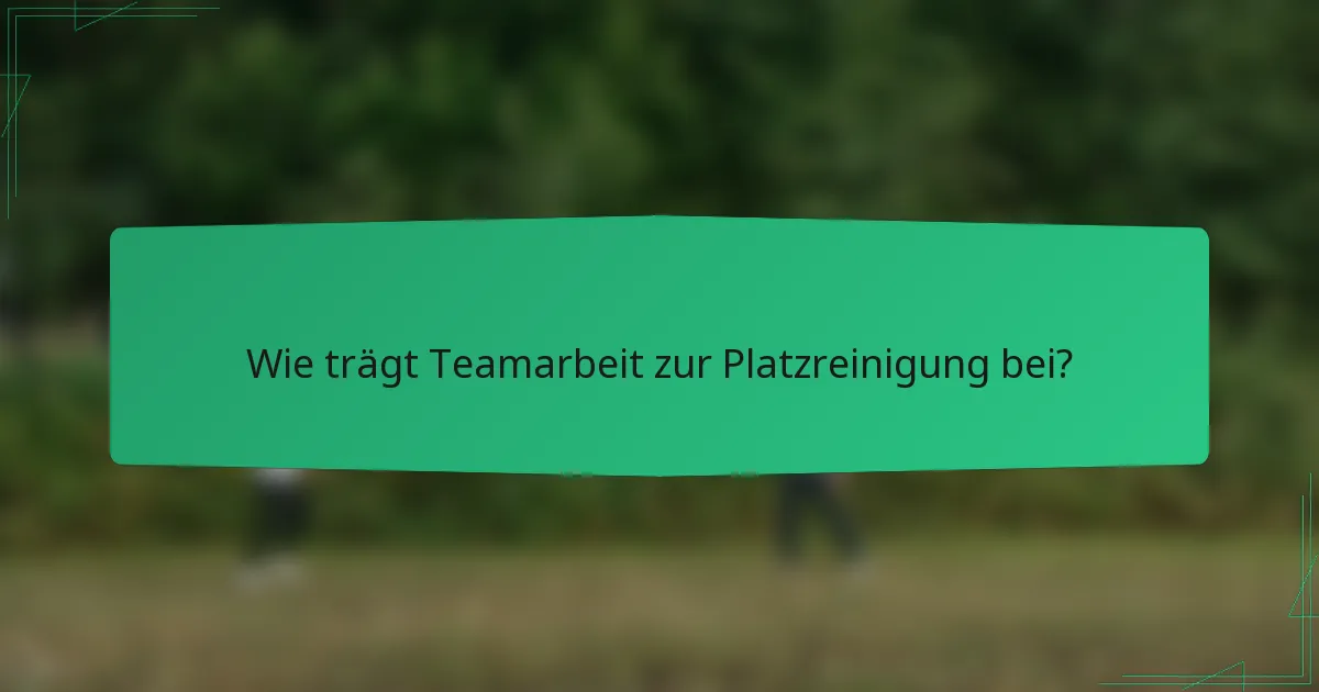 Wie trägt Teamarbeit zur Platzreinigung bei?