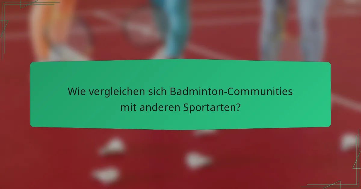 Wie vergleichen sich Badminton-Communities mit anderen Sportarten?