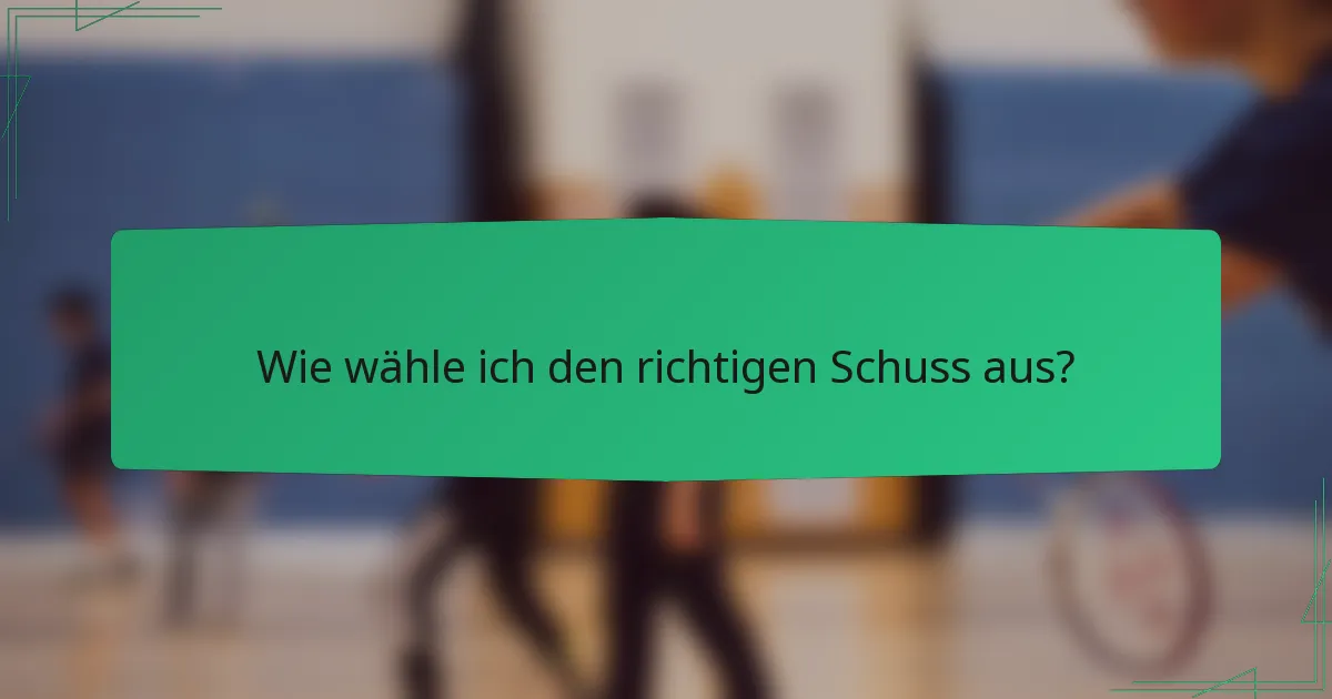 Wie wähle ich den richtigen Schuss aus?