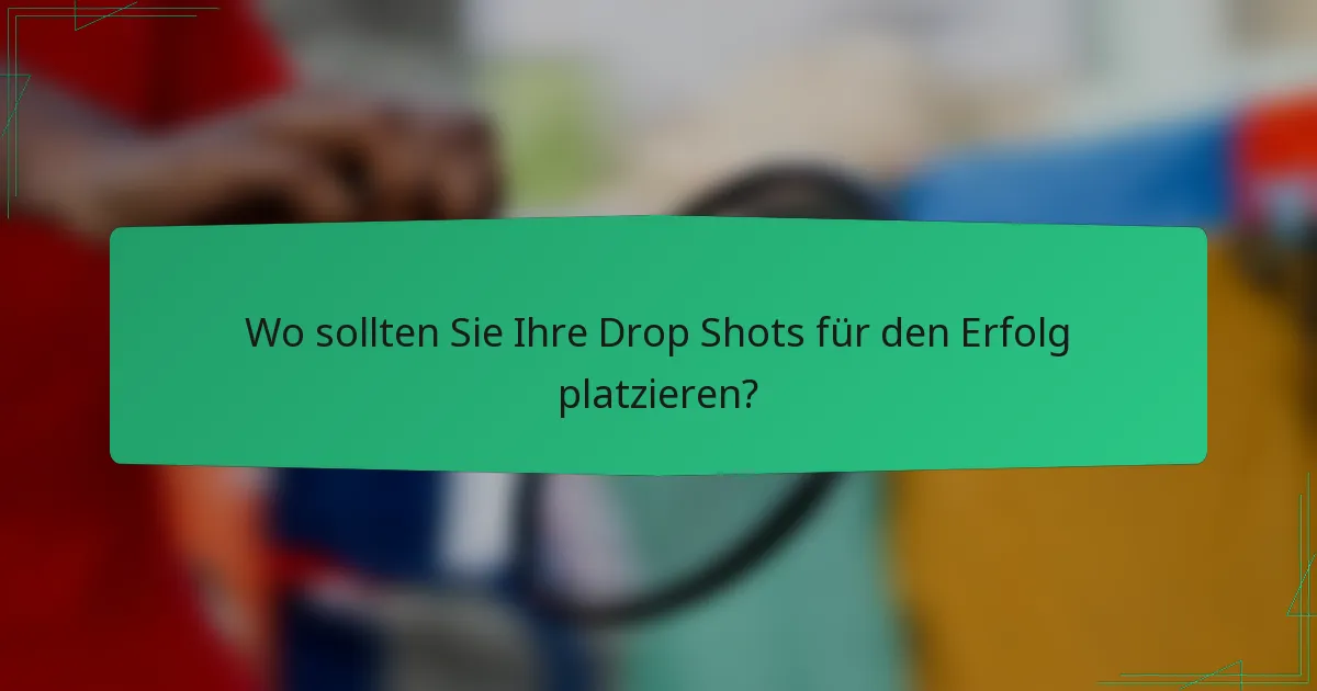 Wo sollten Sie Ihre Drop Shots für den Erfolg platzieren?